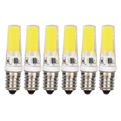 6PCS E14 COB Lamp Bulb Mini 360 Degree Lighting Heat Sinking Silicone Anti Glare for Chandelier Ceiling Light Cold White Light 6500K