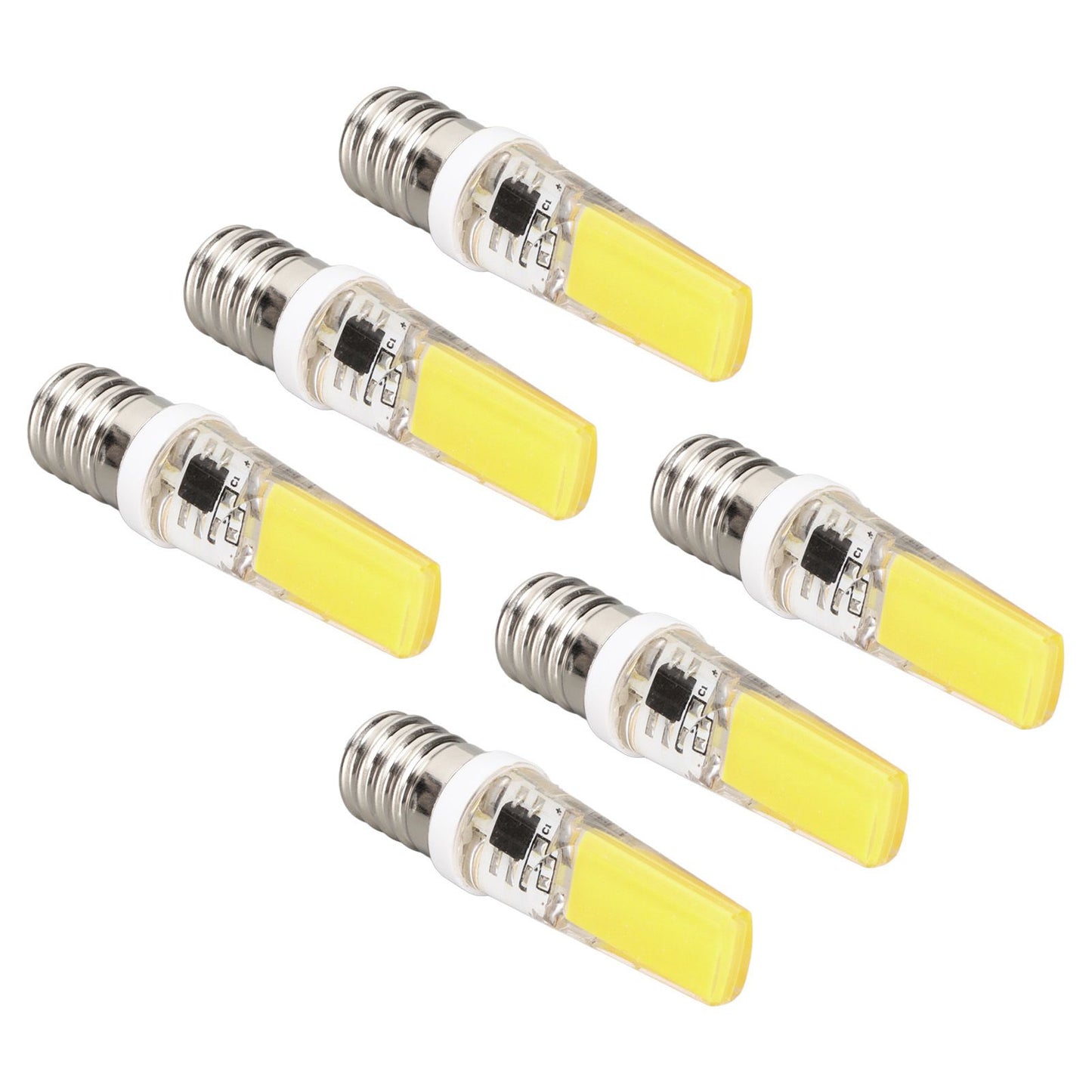 6PCS E14 COB Lamp Bulb Mini 360 Degree Lighting Heat Sinking Silicone Anti Glare for Chandelier Ceiling Light Cold White Light 6500K