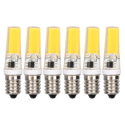 6PCS E14 COB Lamp Bulb Mini 360 Degree Lighting Heat Sinking Silicone Anti Glare for Chandelier Ceiling Light Warm White Light 3000K