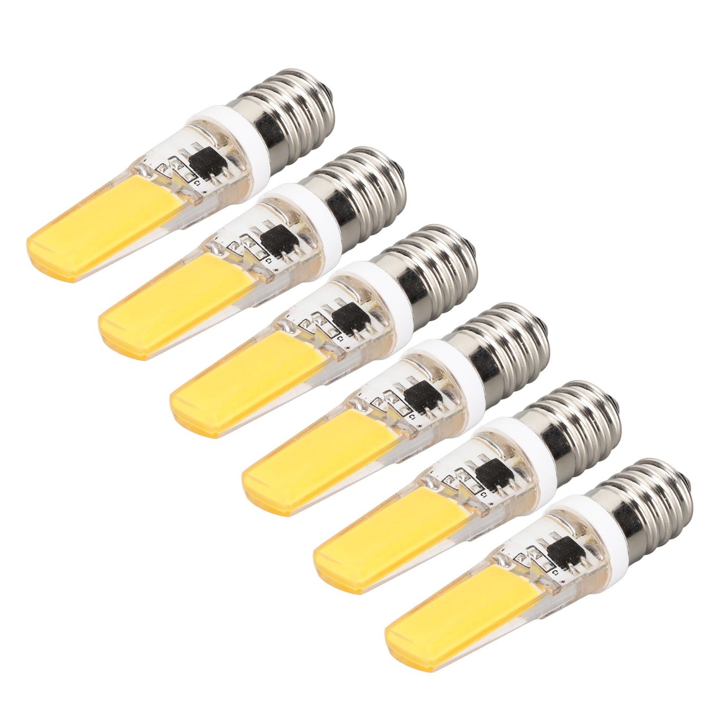 6PCS E14 COB Lamp Bulb Mini 360 Degree Lighting Heat Sinking Silicone Anti Glare for Chandelier Ceiling Light Warm White Light 3000K