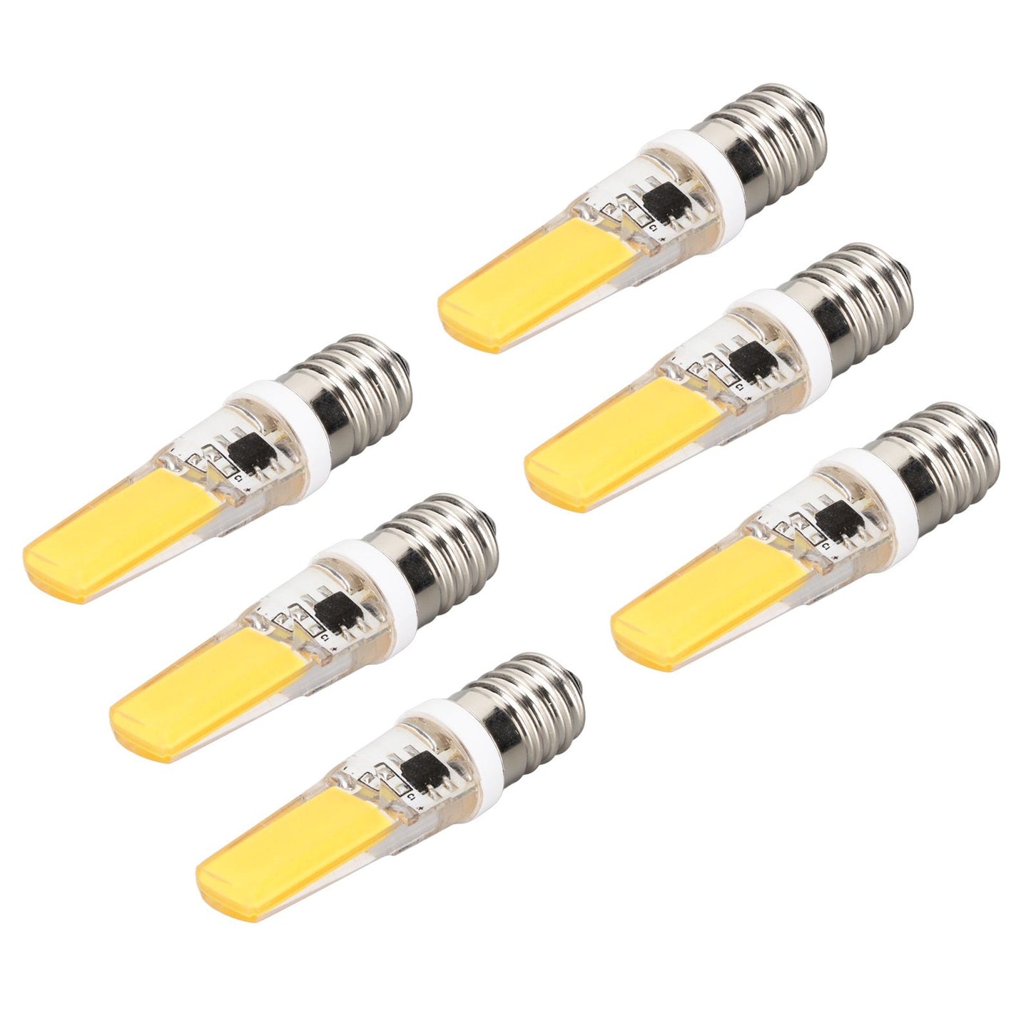 6PCS E14 COB Lamp Bulb Mini 360 Degree Lighting Heat Sinking Silicone Anti Glare for Chandelier Ceiling Light Warm White Light 3000K