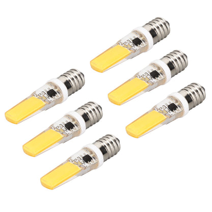 6PCS E14 COB Lamp Bulb Mini 360 Degree Lighting Heat Sinking Silicone Anti Glare for Chandelier Ceiling Light Warm White Light 3000K