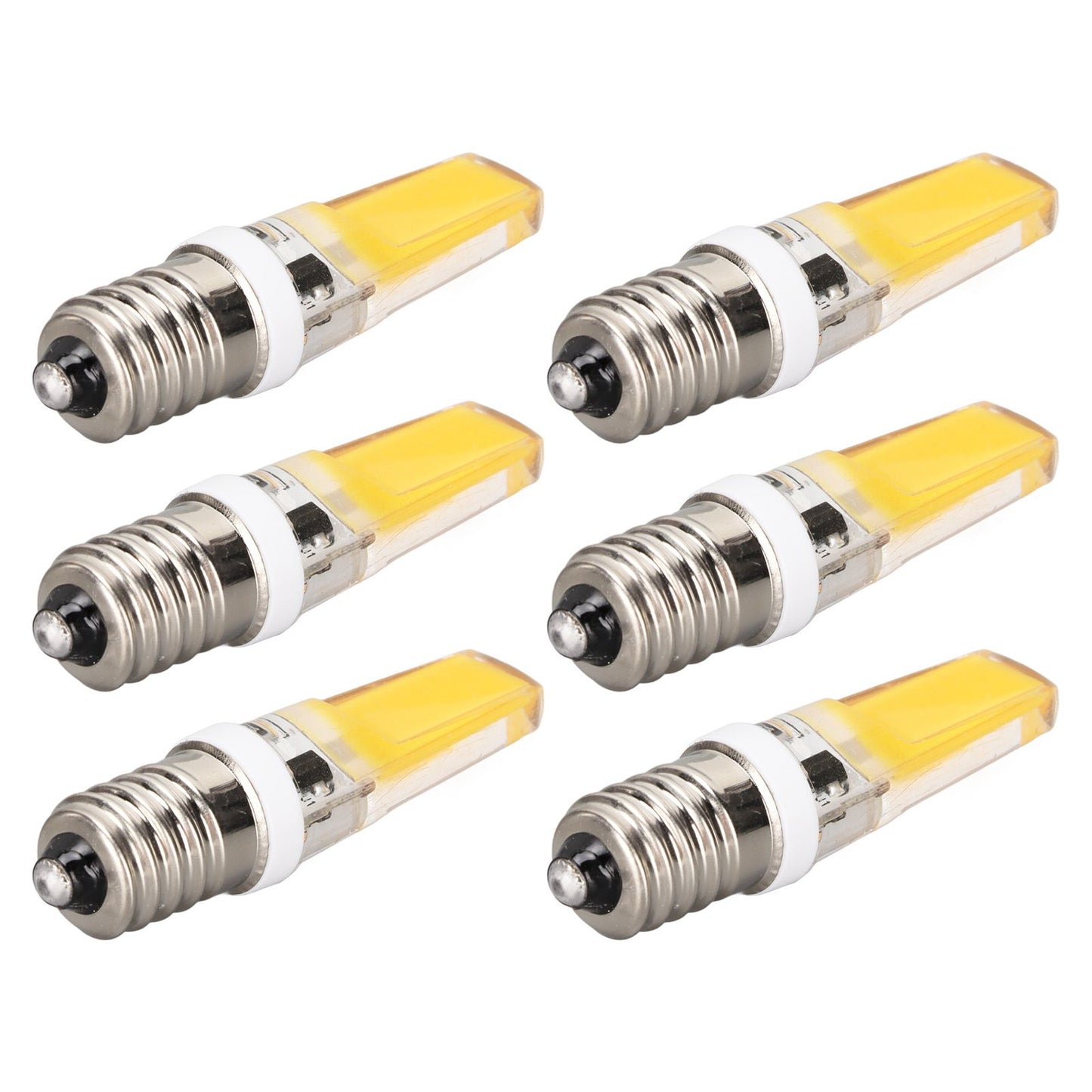 6PCS E14 COB Lamp Bulb Mini 360 Degree Lighting Heat Sinking Silicone Anti Glare for Chandelier Ceiling Light Warm White Light 3000K