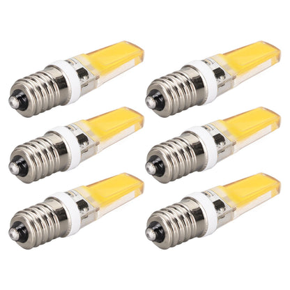 6PCS E14 COB Lamp Bulb Mini 360 Degree Lighting Heat Sinking Silicone Anti Glare for Chandelier Ceiling Light Warm White Light 3000K