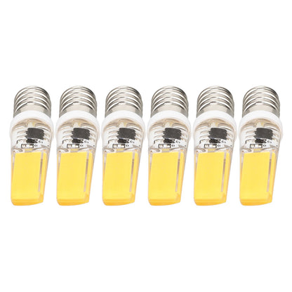 6PCS E14 COB Lamp Bulb Mini 360 Degree Lighting Heat Sinking Silicone Anti Glare for Chandelier Ceiling Light Warm White Light 3000K