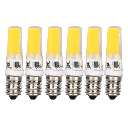 6PCS E14 COB Lamp Bulb Mini 360 Degree Lighting Heat Sinking Silicone Anti Glare for Chandelier Ceiling Light Warm White Light 3000K