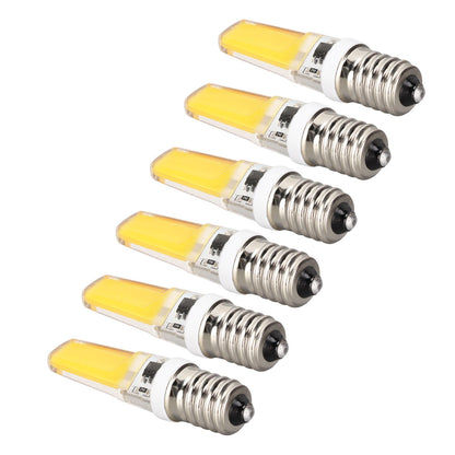 6PCS E14 COB Lamp Bulb Mini 360 Degree Lighting Heat Sinking Silicone Anti Glare for Chandelier Ceiling Light Warm White Light 3000K