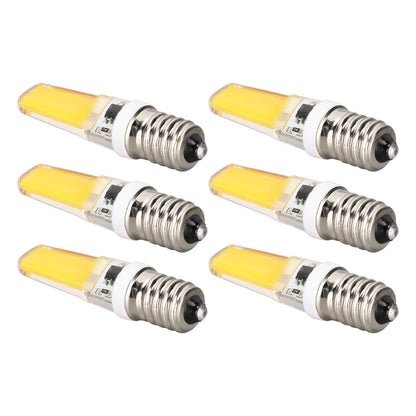 6PCS E14 COB Lamp Bulb Mini 360 Degree Lighting Heat Sinking Silicone Anti Glare for Chandelier Ceiling Light Warm White Light 3000K