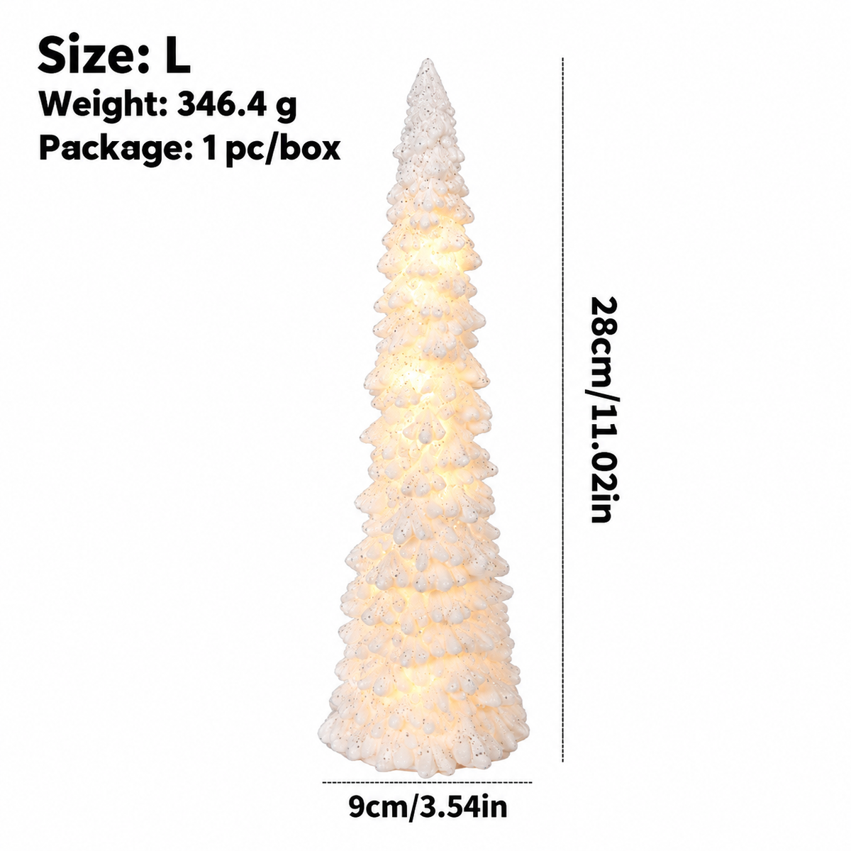 Illuminated Christmas Tree Decoration Mini LED Night Light Resin Desktop Ornament for Holiday Home Decor and Festive Tabletop Ambiance (L)