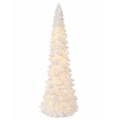 Illuminated Christmas Tree Decoration Mini LED Night Light Resin Desktop Ornament for Holiday Home Decor and Festive Tabletop Ambiance (L)