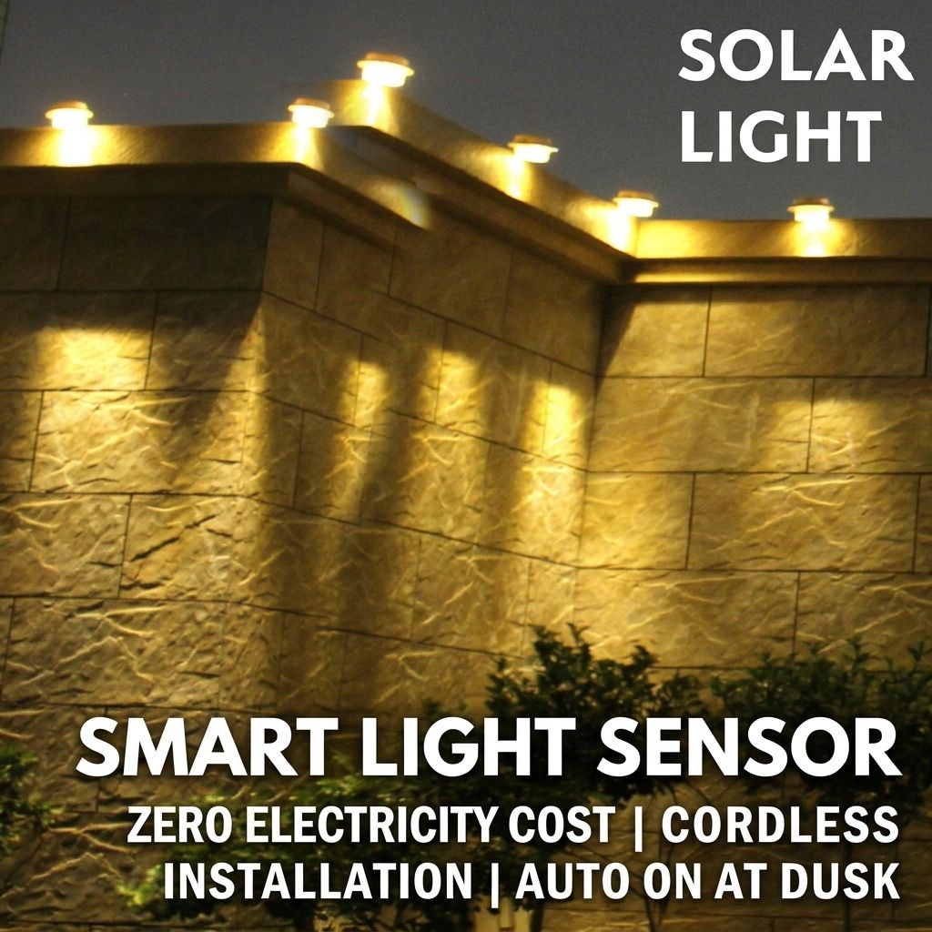 Solar Powered Smart Wall Light with Auto Dusk-to-Dawn Sensor, IP65 Waterproof Fence & Garden Accent Lighting, Available in 3000K Warm White or 6000K Cool White, Ideal for Patio, Pathway, and Courtyard Ambient Glow (16PCS, Black Housing‑Warm White Light)