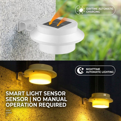 Solar Powered Smart Wall Light with Auto Dusk-to-Dawn Sensor, IP65 Waterproof Fence & Garden Accent Lighting, Available in 3000K Warm White or 6000K Cool White, Ideal for Patio, Pathway, and Courtyard Ambient Glow (16PCS, Black Housing‑Warm White Light)