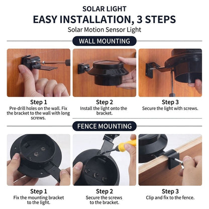 Solar Powered Smart Wall Light with Auto Dusk-to-Dawn Sensor, IP65 Waterproof Fence & Garden Accent Lighting, Available in 3000K Warm White or 6000K Cool White, Ideal for Patio, Pathway, and Courtyard Ambient Glow (16PCS, Black Housing‑Warm White Light)