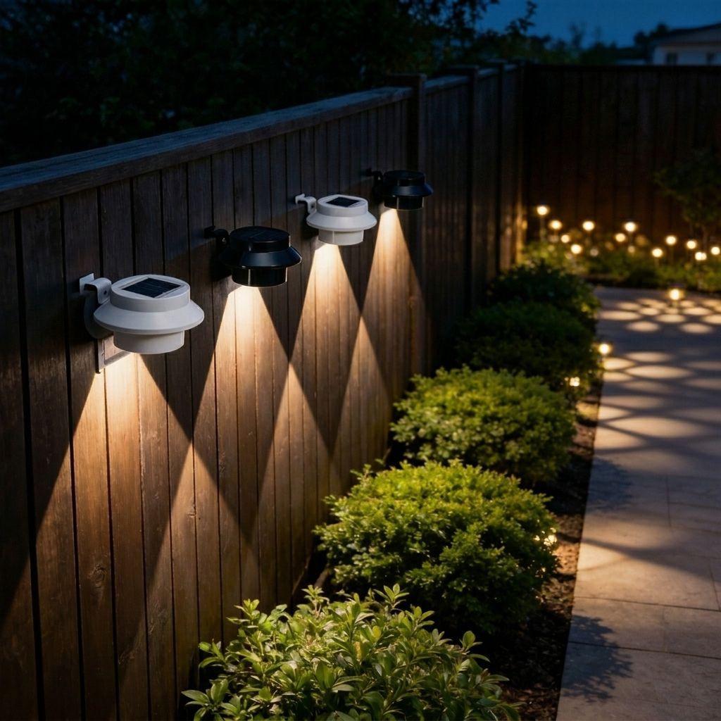 Solar Powered Smart Wall Light with Auto Dusk-to-Dawn Sensor, IP65 Waterproof Fence & Garden Accent Lighting, Available in 3000K Warm White or 6000K Cool White, Ideal for Patio, Pathway, and Courtyard Ambient Glow (8PCS, Black Housing‑Warm White Light)