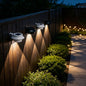 Solar Powered Smart Wall Light with Auto Dusk-to-Dawn Sensor, IP65 Waterproof Fence & Garden Accent Lighting, Available in 3000K Warm White or 6000K Cool White, Ideal for Patio, Pathway, and Courtyard Ambient Glow (8PCS, Black Housing‑Warm White Light)