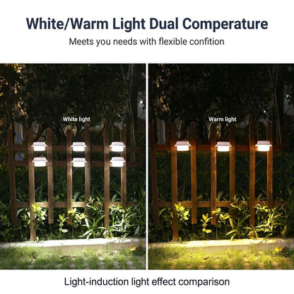 Solar Powered Smart Wall Light with Auto Dusk-to-Dawn Sensor, IP65 Waterproof Fence & Garden Accent Lighting, Available in 3000K Warm White or 6000K Cool White, Ideal for Patio, Pathway, and Courtyard Ambient Glow (8PCS, Black Housing‑Warm White Light)