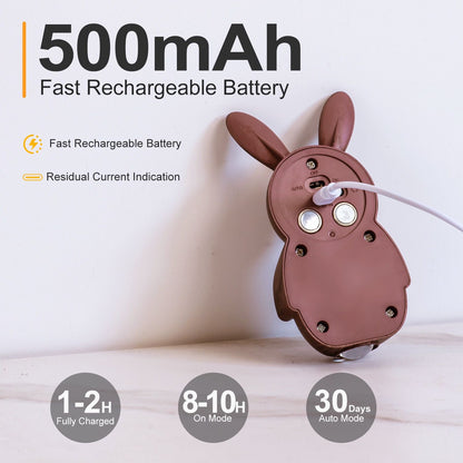 Adorable Cartoon Rabbit LED Motion Sensor Wall Light, Rechargeable Magnetic Cordless Night Lamp for Bedroom, Hallway, Stairs, and Kitchen with Dimmable Brightness and Adjustable Warm-to-Cool Glow (Silver, 2PCS)