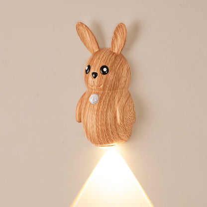 Adorable Cartoon Rabbit LED Motion Sensor Wall Light, Rechargeable Magnetic Cordless Night Lamp for Bedroom, Hallway, Stairs, and Kitchen with Dimmable Brightness and Adjustable Warm-to-Cool Glow (Silver, 2PCS)
