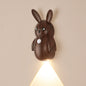 Adorable Cartoon Rabbit LED Motion Sensor Wall Light, Rechargeable Magnetic Cordless Night Lamp for Bedroom, Hallway, Stairs, and Kitchen with Dimmable Brightness and Adjustable Warm-to-Cool Glow (Walnut Grain, 2PCS)