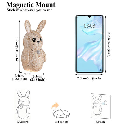 Adorable Cartoon Rabbit LED Motion Sensor Wall Light, Rechargeable Magnetic Cordless Night Lamp for Bedroom, Hallway, Stairs, and Kitchen with Dimmable Brightness and Adjustable Warm-to-Cool Glow (Yellow Travertine, 2PCS)