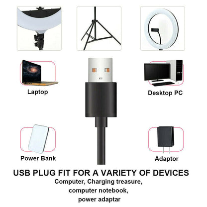 120cm 10"LED Ring Light Dimmable Lighting Kit Phone+Selfie Tripod Makeup Live Lamp