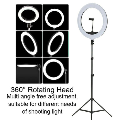 120cm 10"LED Ring Light Dimmable Lighting Kit Phone+Selfie Tripod Makeup Live Lamp