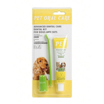 Pet Dog Cat Toothpaste and Toothbrush Set Beef Flavor