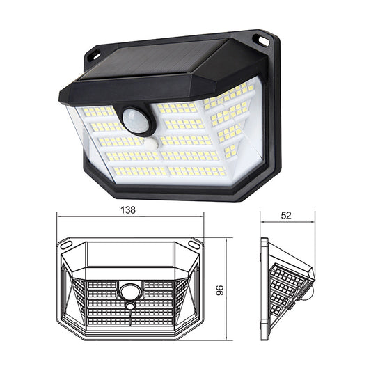2-Pack Solar Motion Sensor Wall Light(230-Bead LED) -  3 Lighting Modes, IP64 Waterproof, Three-Sided Wide-Angle Lighting