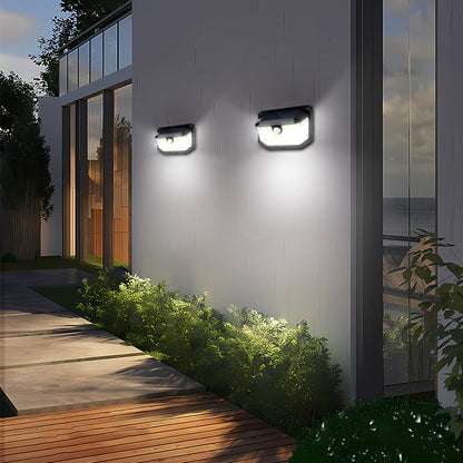 2-Pack Solar Motion Sensor Wall Light(230-Bead LED) -  3 Lighting Modes, IP64 Waterproof, Three-Sided Wide-Angle Lighting for Outdoor Security and Garden Lighting
