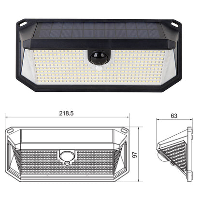 2-Pack Solar Motion Sensor Wall Light(388-Bead LED) -  3 Lighting Modes, IP64 Waterproof, Three-Sided Wide-Angle Lighting for Outdoor Security and Garden Lighting
