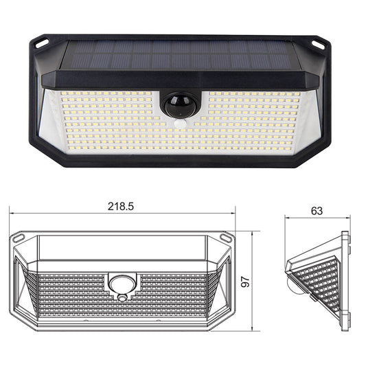 2-Pack Solar Motion Sensor Wall Light(416-Bead LED) -  3 Lighting Modes, IP64 Waterproof, Three-Sided Wide-Angle Lighting