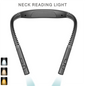 Black LED Rechargeable Ergonomic Neck Reading & Running Light - Timer, 3 Color & 5 Brightness - Eye-Caring Hands-Free Flexible Book Light